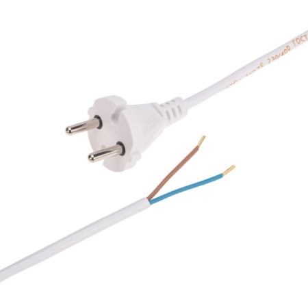 Electric cord with a PVS fork 2x0.75 mm2 3m (white) rexant