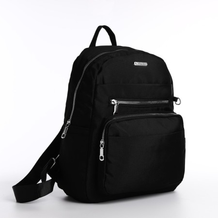A backpack with a zipper, 5 outer pockets, pencil case, black color-3