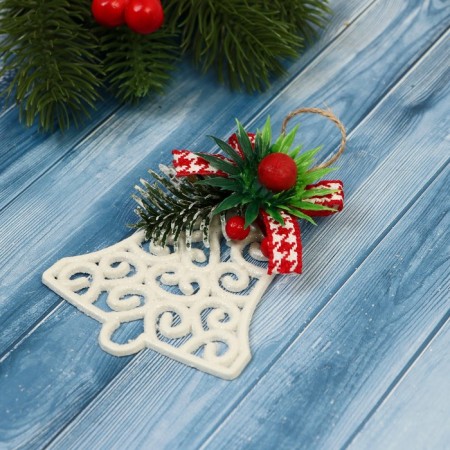 Decoration Christmas tree "Opener's bell" 7x8 cm, white-1