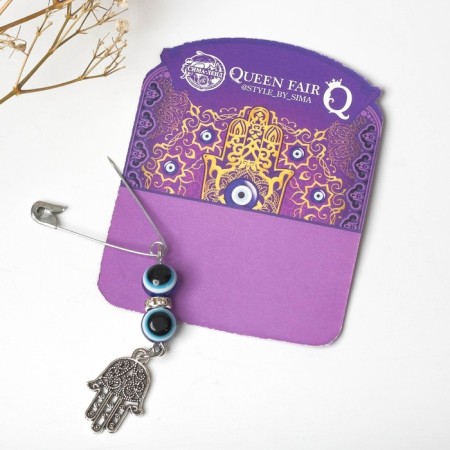 Pin-shaped pins “Protection from the evil eye”, 2.2 cm, blue color in silver-1