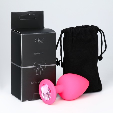 Anal traffic jam-hoods, with a crystal, without vibration, Soft silicone, 44 x 94 mm, pink-4