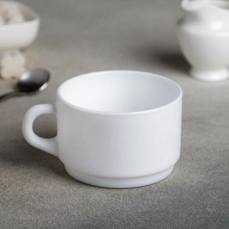 Empilable cup, 280 ml, stacked, white color-1