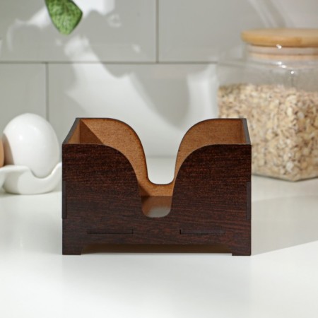 Wooden napkin "Mokko", without engraving, with napkins, chocolate color-3
