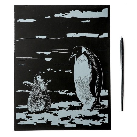 Family engraving with the effect of silver "Penguins"-2