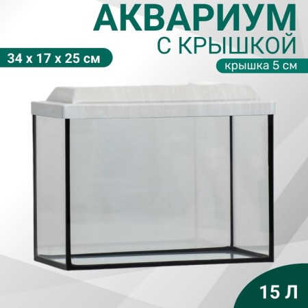 Aquarium "rectangular" with a lid, 15 liters, 34 x 17 x 25/30 cm, bleached oak