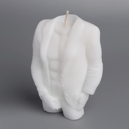 Figure candle "Male silhouette" in a jacket, 7.5x3x11 cm, white-2
