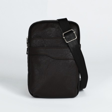 Men's bag over the shoulder, Textura, artificial leather, brown color