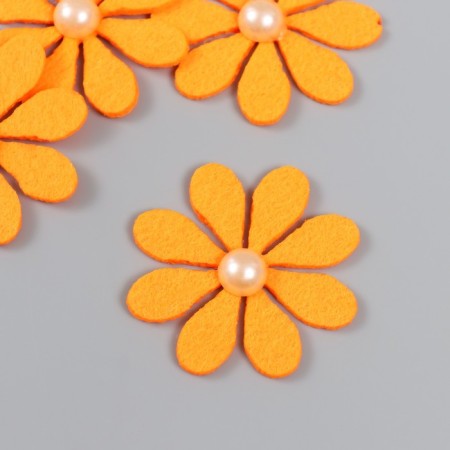 Foamir's blank "Flower" orange, felt, 4.5 cm x 4.5 cm (set 6 pcs)