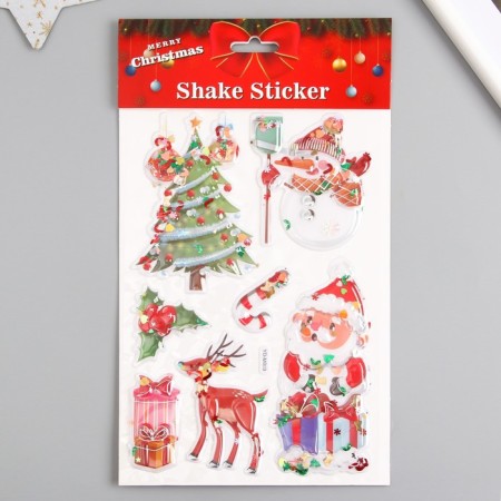 Plastic sticker interior volumetric "New Year's chores" with glitter inside 31x18 cm