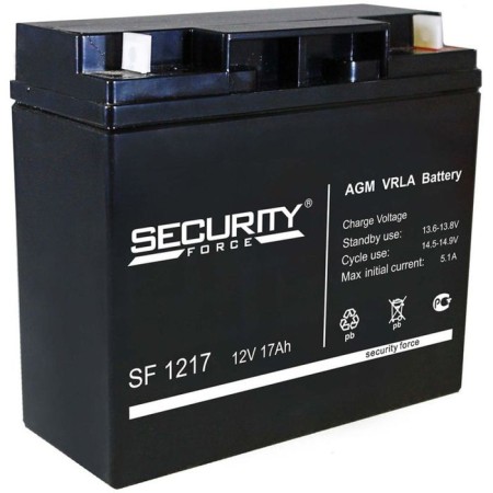 The rechargeable battery of Security Force SF 1217, 12 V, 17 Ah
