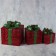 LED figure “Gifts with a green tape” 15, 20 cm, textiles, metal, 220 V, glow warm white