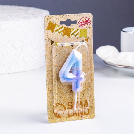 Candle in the cake on the spray "Zvezdopad", the number 4, 5.5 cm-1