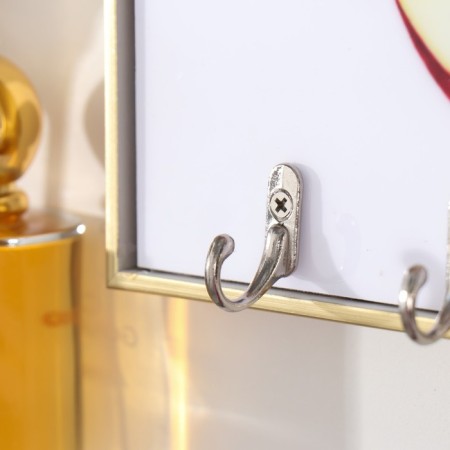 Klyuchnitsa Plastic, MDF 3 hooks "Red Apple" Rhinestones, gold 18.5x1.8x23.5 cm-2