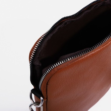 Women's backpack of artificial leather with a zipper, 4 pockets, bag, brown color-6