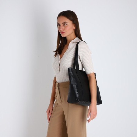Female bag, on a zipper, black color-5
