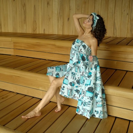 Set for the Ethel Sauna "Mint Mood" Pareo with a bow+towel 80x150 cm+dressing, 100% HL-2