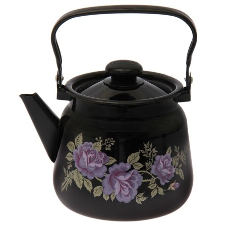 Enamged kettle, 3.5 l, black color, mix drawing-5