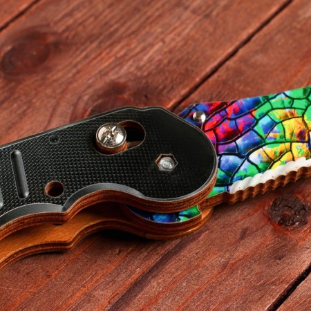 Wooden souvenir "Automatic folding knife" multi -colored vintage-4