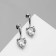 Earrings with rhinestones "Magic" hearts, white color in silver
