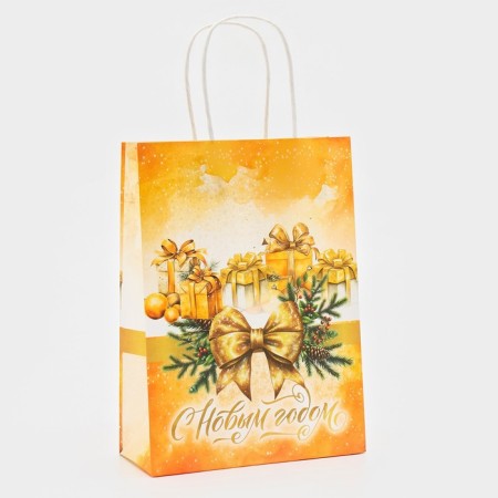 New Year. Package Paper Gift New Year craft "New Year's bow" 18 x 8 x 25 cm.-1