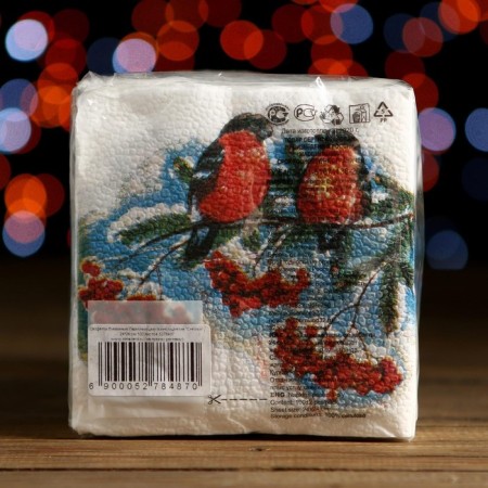 Paper Napkins "Color Harmony", 24x24 cm, 100 pcs, with a pattern "bullfinch"-4