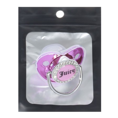 Nipple - orthodontic dummy, juicy, with a cap, +12 months, pink/silver, rhinestones-5