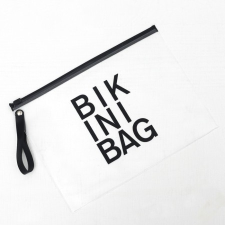 Cosmetic bag for a swimsuit on zip-lice, white / black color-6