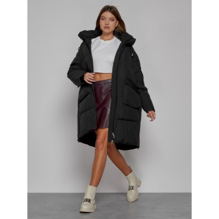 Coat insulated winter female, size 50, black color-11