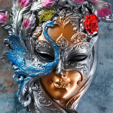 Venetian mask "Peacock" Tsvetnoy, 35cm-5