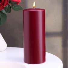 Candle - cylinder, 8x20 cm, 90 hours, 795 g, burgundy