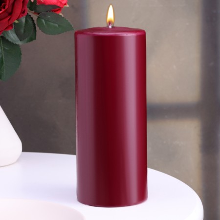 Candle - cylinder, 8x20 cm, 90 hours, 795 g, burgundy