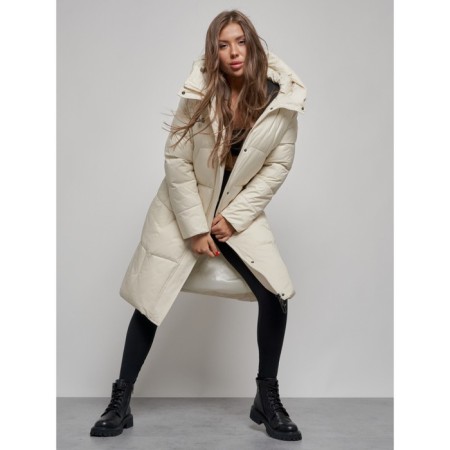 Coat insulated winter female, size 44, beige color-13