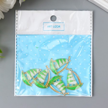 Decor for creativity plastic "Sailor Green" with gold 2.9x2.3 cm-3