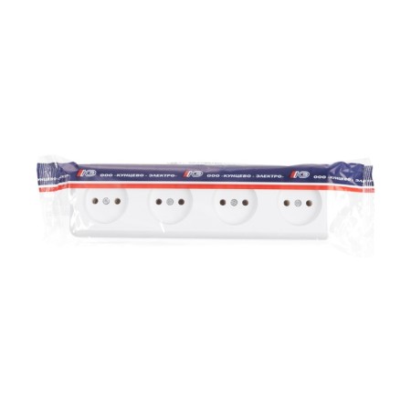 Kuntsevo socket Optima, four -seater, 16 A, 250 V, without salary, outer, white-1