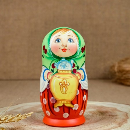 Nesting doll "muzzle", samovar, 5 puppet, suite-2