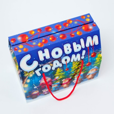 New Year. Gift box New Year's Case "Choir" from the rope. handles with animation 20.5*12*18cm.-3