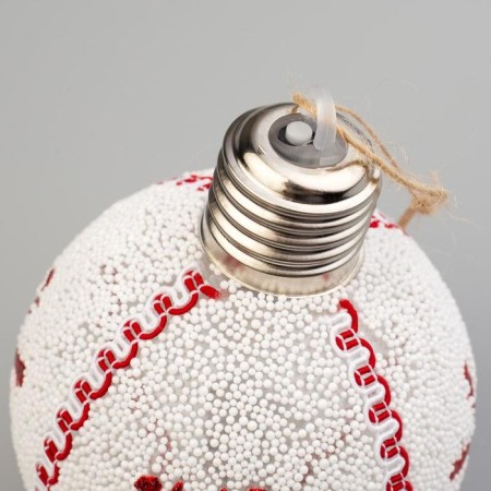 A set of Christmas tree balls “Red snowflakes and deer” 2 pcs., Battery, 1 LED, glow warm white-3