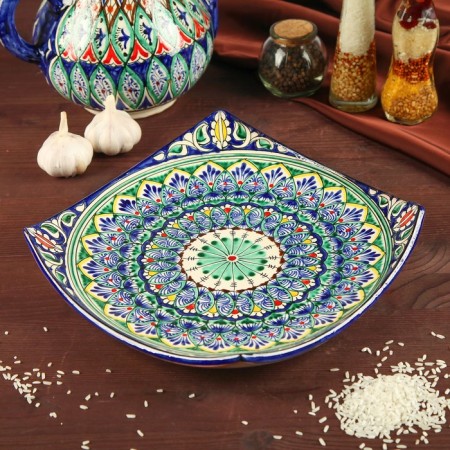 Largan Rishtan ceramics "Patterns", 25 cm, square, blue, mix-2