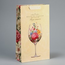 Gift package for two bottles, packaging, “Blow with happiness”, 35 x 20 x 9 cm