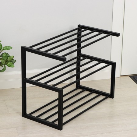Shoe 3-tier 59 × 31 × 45 cm "six", black color-1