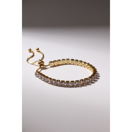 Bracelet with rhinestones "shine" on a puff, the color is white in gold-1