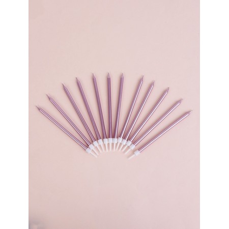 Candles for the cake "Royce", 12 pcs, pink metallic