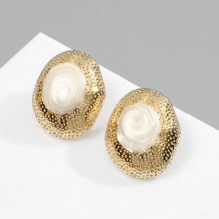 Earrings with pearls "abstraction" pearl shell, white color in gold-1