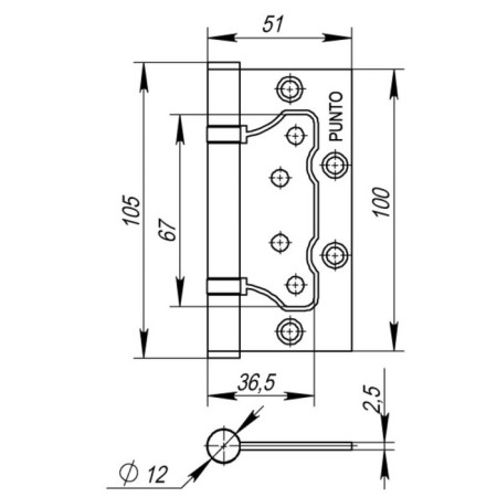 Universal loop Punto 200-2B AB, 100x2.5 mm, without insertion, bronze color, 1 pc.-1