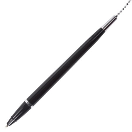 Pen on the stand "Stand-Pen Black 1", on a chain, with an adhesive base, blue blue-2