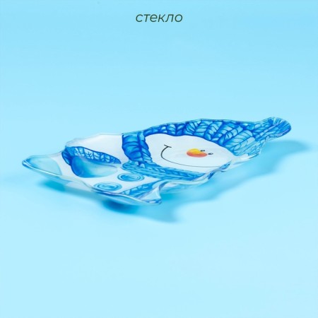 Glass Serving shares "Snowman in Blue", 22 × 15 cm-3