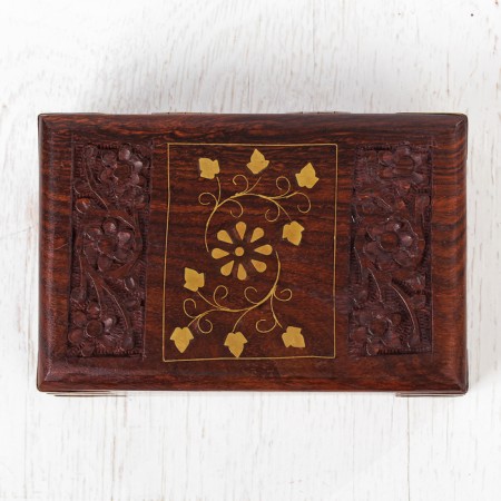 Casket "petals" wood 15x10x6 cm-2