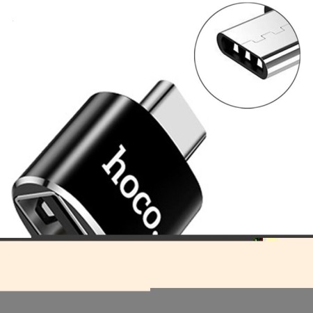 Adapter Hoco UA5, Type -C - USB, OTG support, metal, black-1