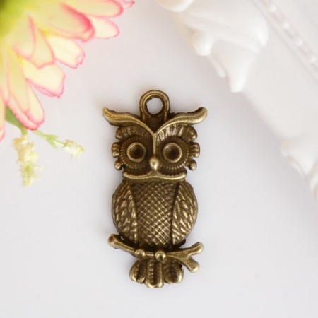 Decor Metal for creativity "Owl on a branch" under the brass (CG1216) 2.2x1.7 cm