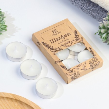Aromatic tea candle 6 pcs. In under the box, "sage"